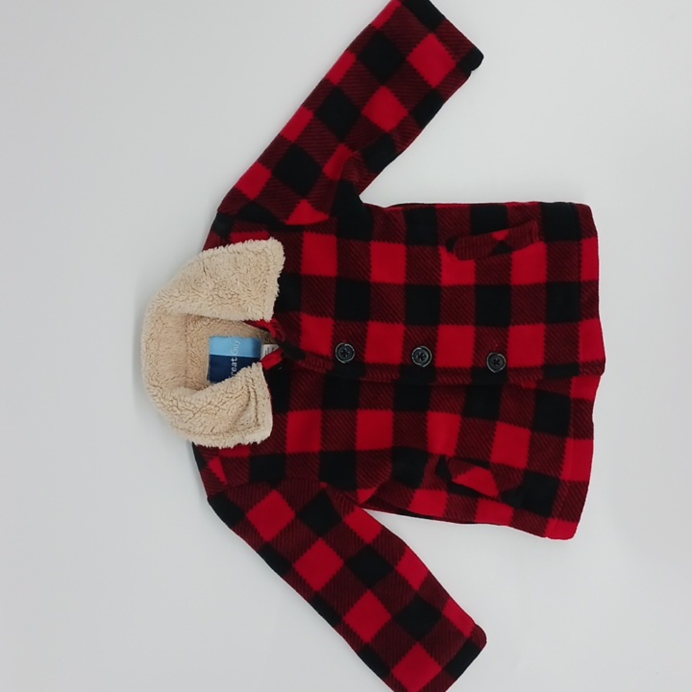 Great Guy Red Buffalo Plaid Fleece Button Up Jacket (18 Months)